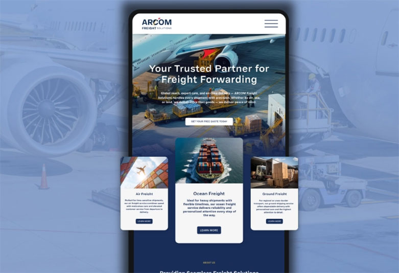 Arcom Freight Solutions website design